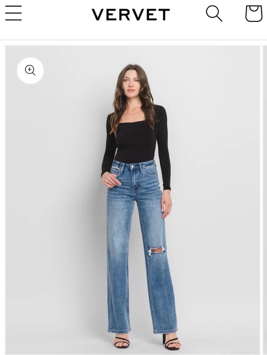 Denim - VERVET Blue Light Wash Denim Jeans with Mustard Top Accent